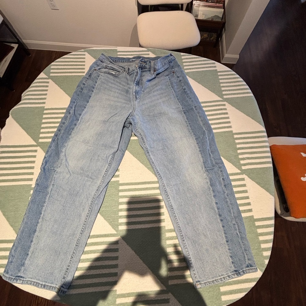 Old Navy Light and Dark Blue Barrel Leg Jeans